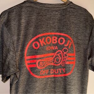 Barefoot Bar Okoboji IA "Off Duty" Performance Tee Men’s size M Excellent Cond.
